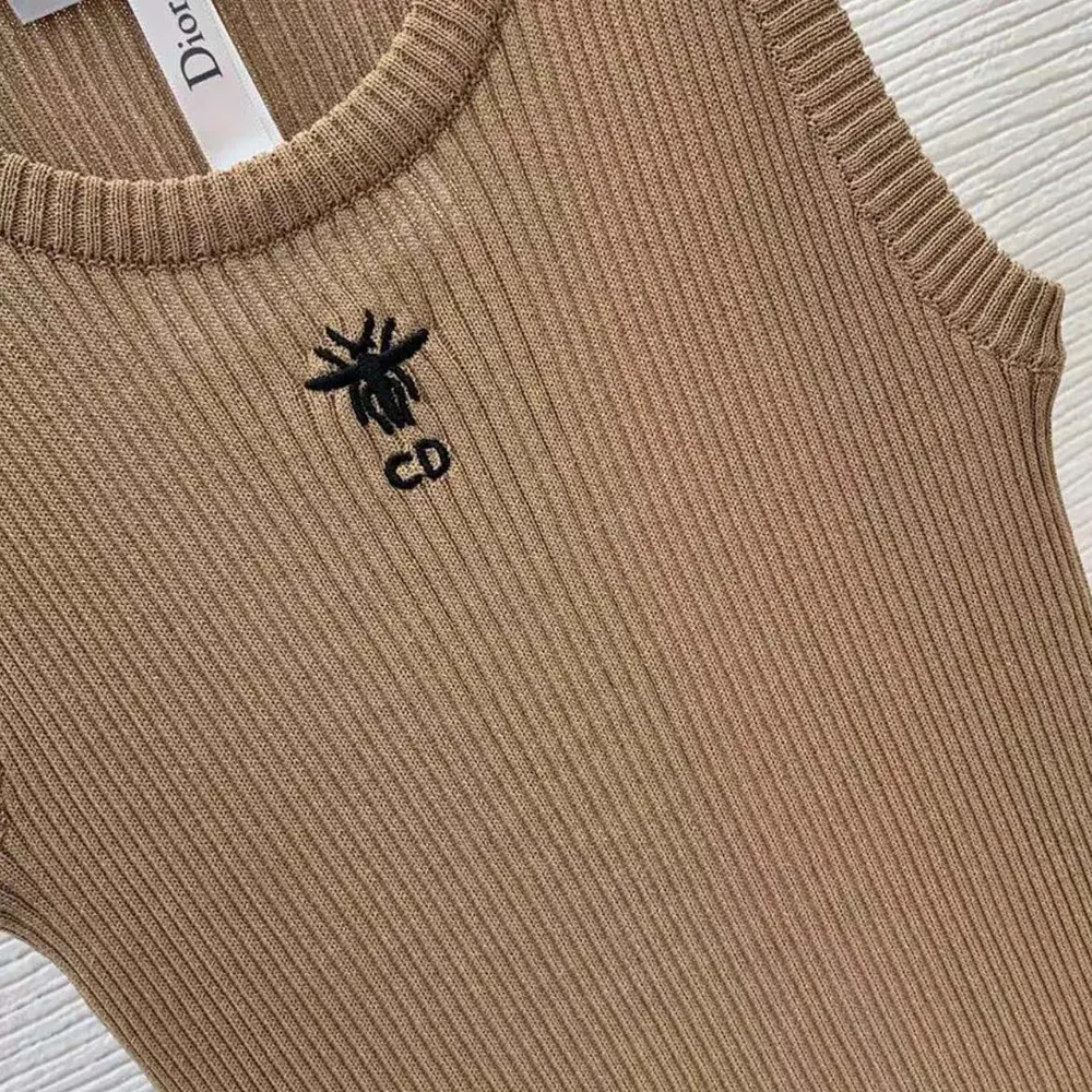 Dior Women Tank Top Sandy Ribbed Cotton Jersey 343T50B4086X0200 4 Dior Women Tank Top Sandy Ribbed Cotton Jersey 343T50B4086X0200