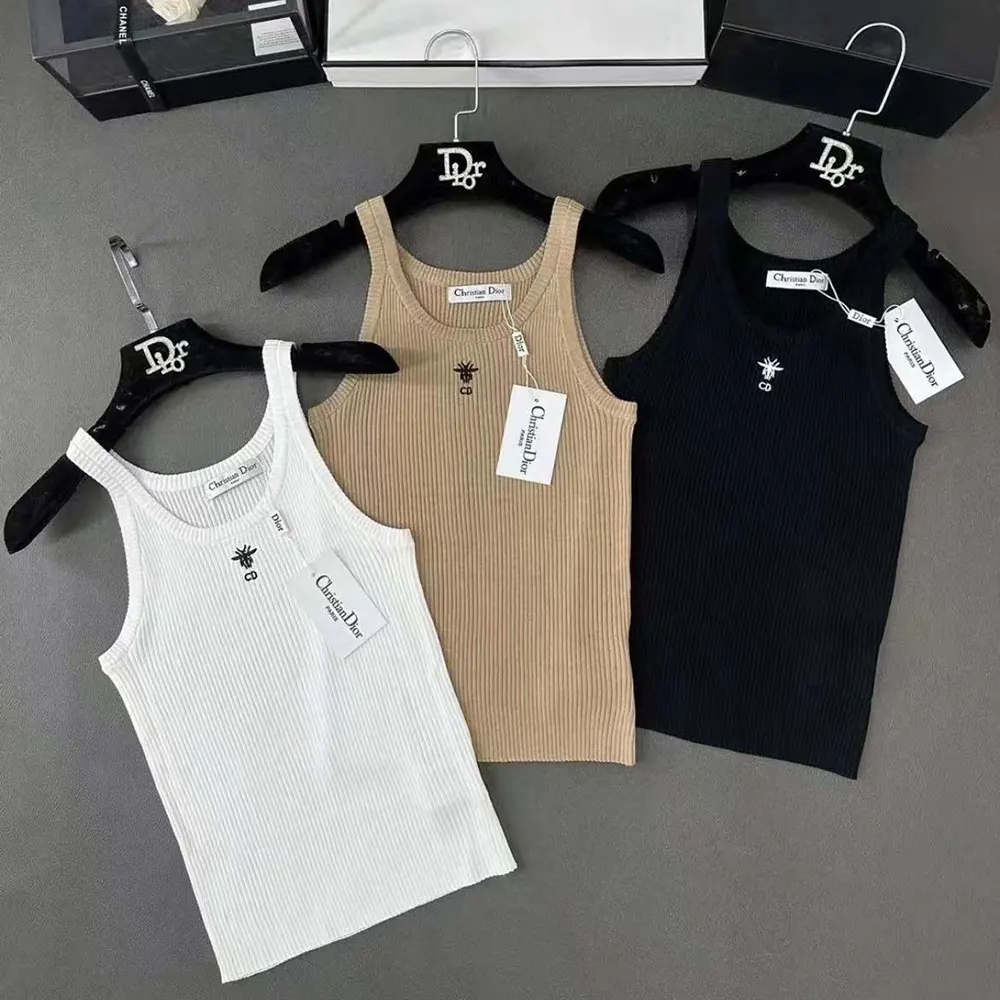 Dior Women Tank Top Sandy Ribbed Cotton Jersey 343T50B4086X0200 7 Dior Women Tank Top Sandy Ribbed Cotton Jersey 343T50B4086X0200