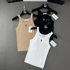 Dior Women Tank Top Sandy Ribbed Cotton Jersey 343T50B4086X0200