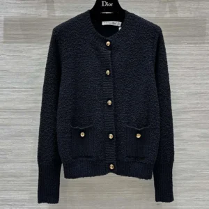 Dior Women Twinset Black Cotton and Wool-Blend Knit