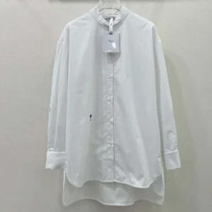Dior Women Wing-Collar Shirt White Cotton Poplin