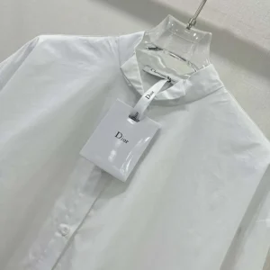 Dior Women Wing-Collar Shirt White Cotton Poplin