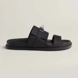 Hermes Women Jackson Sandal in Epsom Calfskin-Black