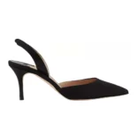 Manolo Blahnik Women Carolyne 70 Black Suede Slingback Pumps