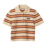 Miu Miu Women Cotton Striped Knit Polo Shirt