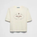 Prada Women Printed Jersey T-shirt in Ivory 3549B_15D3_F0XPE