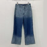 Dior Women Denim Couture Flared Jeans Deep Blue Cotton Denim