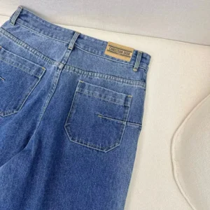 Dior Women Flared Jeans Blue Stonewashed Cotton Denim with Dior Oblique Interior