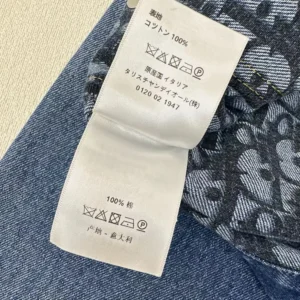 Dior Women Flared Jeans Blue Stonewashed Cotton Denim with Dior Oblique Interior