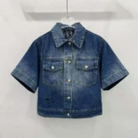 Dior Women Jacket Blue Stonewashed Cotton Denim with Dior Oblique Interior