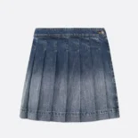 Dior Women Wrap Miniskirt with Integrated Shorts Navy Blue Stonewashed Cotton Denim