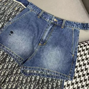 Dior Women Wrap Miniskirt with Integrated Shorts Navy Blue Stonewashed Cotton Denim