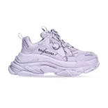 Balenciaga Women Triple S Sneaker Allover Logo in Purple and Black