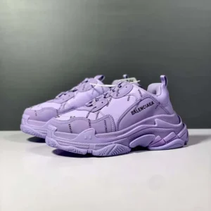 Balenciaga Women Triple S Sneaker Allover Logo in Purple and Black