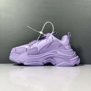 Balenciaga Women Triple S Sneaker Allover Logo in Purple and Black