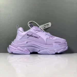 Balenciaga Women Triple S Sneaker Allover Logo in Purple and Black