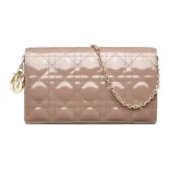 Dior Lady Dior Pouch Patent Cannage Calfskin-Sandy