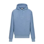 Dior Men Oblique Relaxed-Fit Hooded Sweatshirt Blue Terry Cotton Jacquard