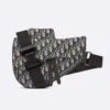 Dior Men Saddle Bag Beige and Black Dior Oblique Jacquard