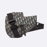Dior Men Saddle Bag Beige and Black Dior Oblique Jacquard