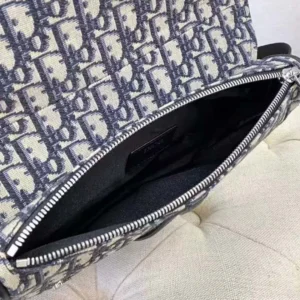 Dior Men Saddle Bag Beige and Black Dior Oblique Jacquard