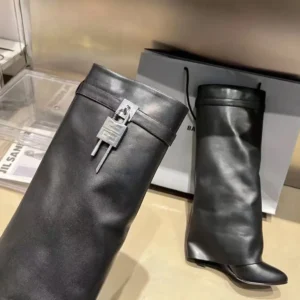Givenchy Women Also Available in Wide Fit Shark Lock Boots in Leather-Black