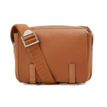 Loewe Men XS Military Messenger Bag in Supple Smooth Calfskin and Jacquard-Brown