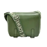 Loewe Men XS Military Messenger Bag in Supple Smooth Calfskin and Jacquard-Green