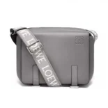 Loewe Men XS Military Messenger Bag in Supple Smooth Calfskin and Jacquard-Grey