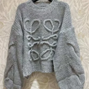 Loewe Women Anagram Sweater in Mohair-Grey S359Y14KBO
