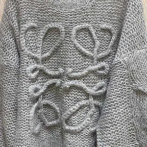 Loewe Women Anagram Sweater in Mohair-Grey S359Y14KBO