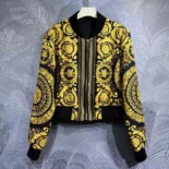 Versace Women Barocco Reversible Bomber Jacket-Yellow