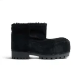 Balenciaga Unisex Alaska Fur Bootie in Black Split Calfskin and Synthetic Material