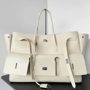Balenciaga Women Bel Air Medium Carry All Bag in Soya Smooth Calfskin 8054812ABAW9723