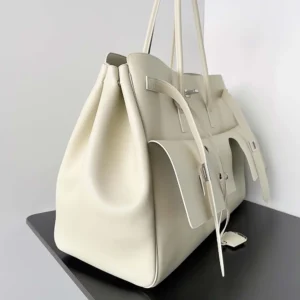 Balenciaga Women Bel Air Medium Carry All Bag in Soya Smooth Calfskin 8054812ABAW9723