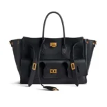Balenciaga Women Bel Air Small Carry All Bag in Black Smooth Calfskin-Gold