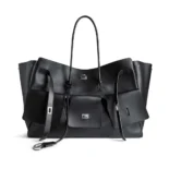 Balenciaga Women Bel Air XL Carry All Bag in Black Smooth Calfskin-Silver