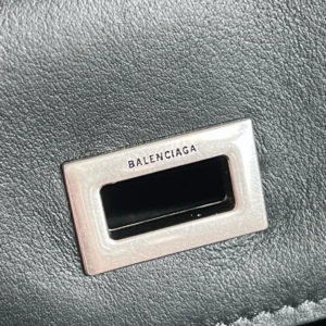Balenciaga Women Rodeo Medium Handbag in Black Smooth Calfskin-Silver