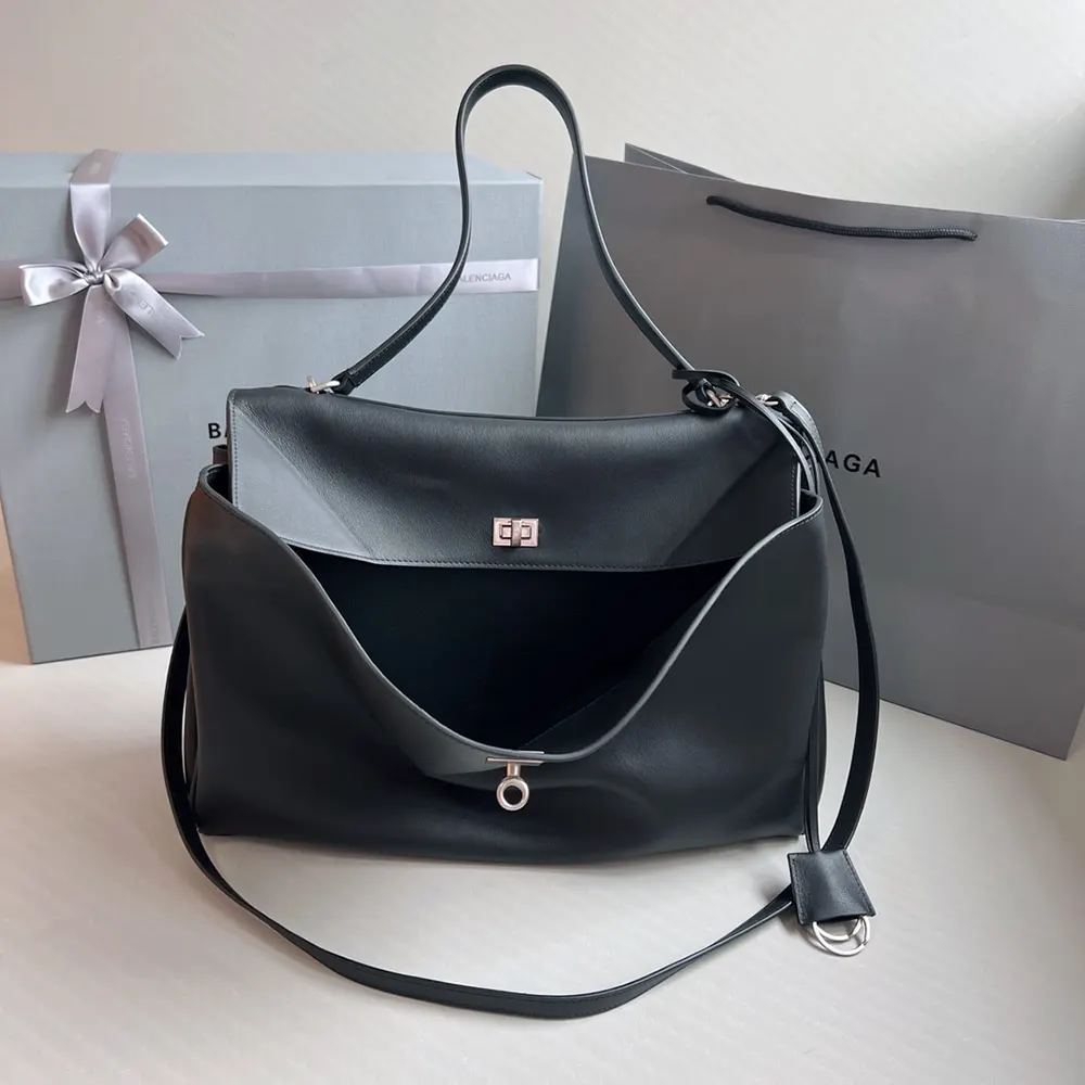 Balenciaga Women Rodeo Medium Handbag in Black Smooth Calfskin-Silver 4 Balenciaga Women Rodeo Medium Handbag in Black Smooth Calfskin-Silver