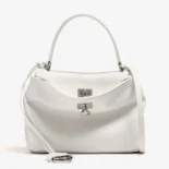 Balenciaga Women Rodeo Medium Handbag in White Smooth Calfskin-Silver