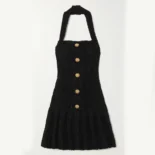 Balmain Women Knit Backless Dress-Black