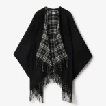 Burberry Women Reversible Check Wool Cape-Black 80952551