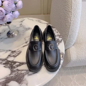 Christian Louboutin Women CL Moc Lug Loafers Calf leather-Black
