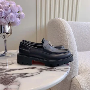 Christian Louboutin Women CL Moc Lug Loafers Calf leather-Black