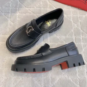 Christian Louboutin Women CL Moc Lug Loafers Calf leather-Black