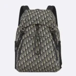 Dior Men Dior 8 Backpack with Flap Beige and Black Dior Oblique Jacquard