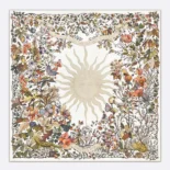Dior Unisex Dior 4 Saisons Automne Soleil 90 Square Scarf Ecru Multicolor Silk Twill
