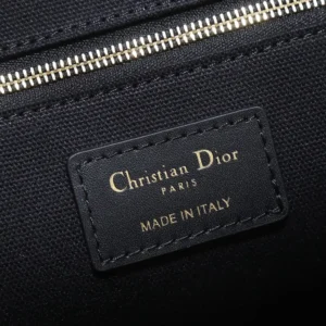 Dior Women Black and White Plan de Paris Embroidery with Black Calfskin