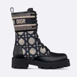 Dior Women D-Major Ankle Boot Black Calfskin with Deep Blue