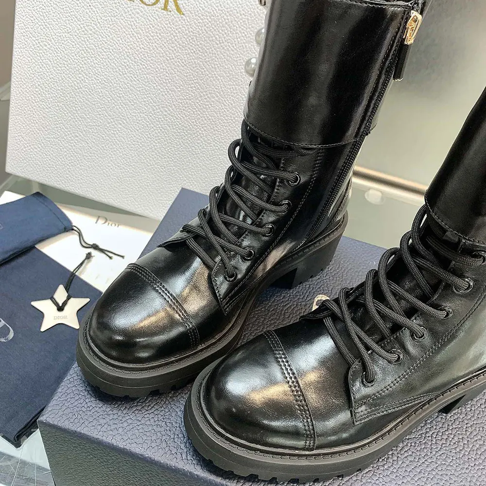 Dior Women D-Strike Ankle Boot Black Matte Calfskin and White Resin Pearls 8 Dior Women D-Strike Ankle Boot Black Matte Calfskin and White Resin Pearls